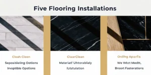 Modern wood and tile floor samples representing five speedy options for fast installation.