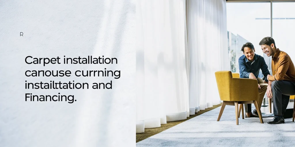 Homeowners discussing carpet installation and financing options for their new flooring.