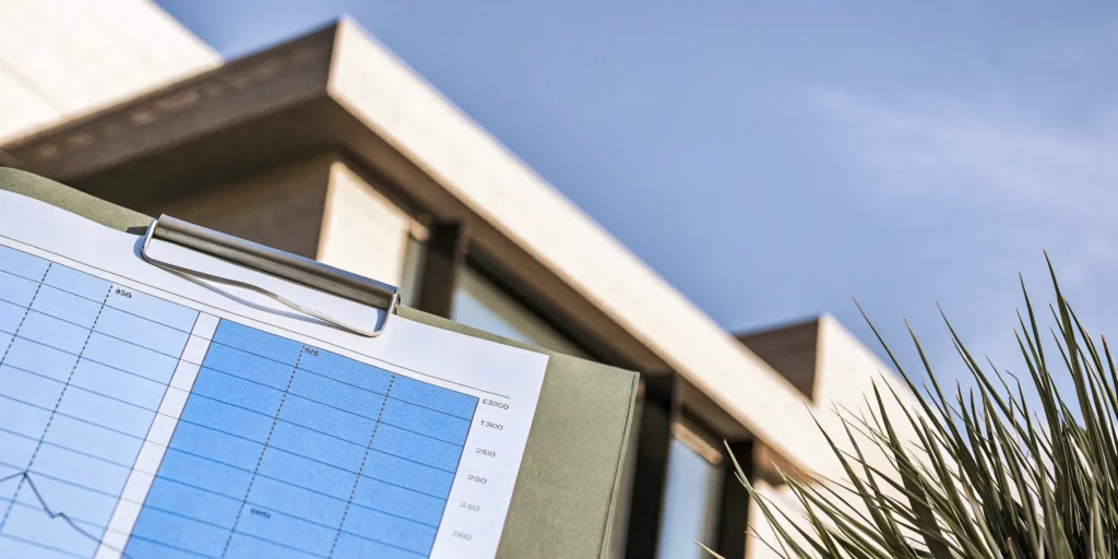 A cost breakdown chart on a clipboard detailing the average cost to install LVP flooring.