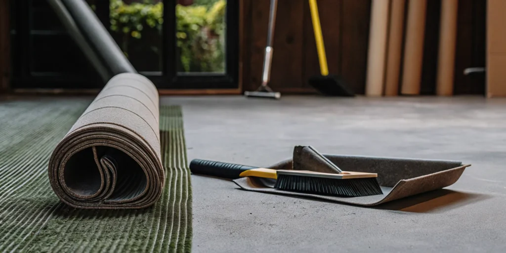 Flooring removal in progress, a factor in the average cost of installation.